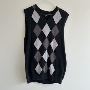 George Black/grey/light Grey Acrylic V-Neck Collared Men's Vest size M Medium‎